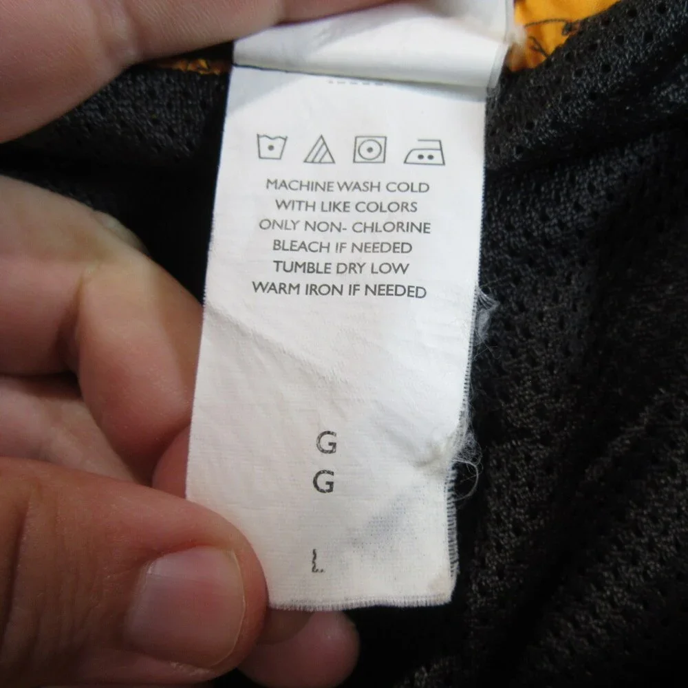 Nike Mens Swim Trunks L x 7 Black‎ Yellow 100% Polyester Pocket Swoosh Logo